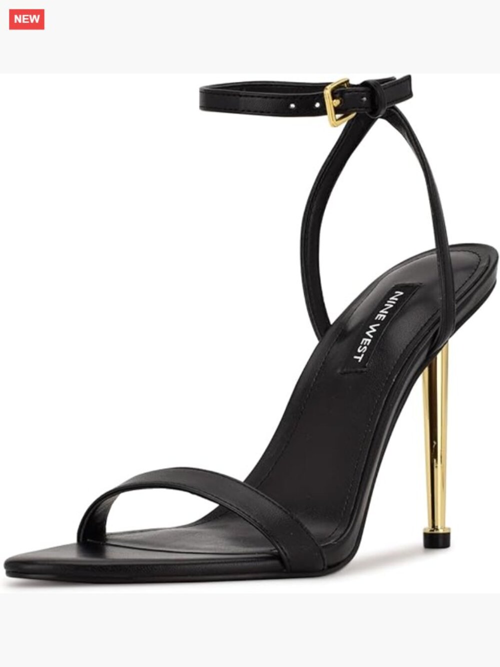 Stiletto Heel Sandals with Ankle Strap, Faux Leather, Slip Resistant
